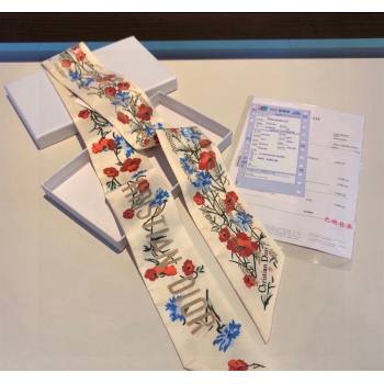Dior Silk Bandeau Scarf White 2024 040801 (A-240408028)