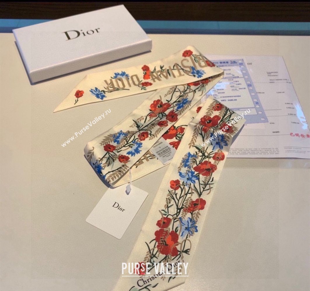 Dior Silk Bandeau Scarf White 2024 040801 (A-240408028)
