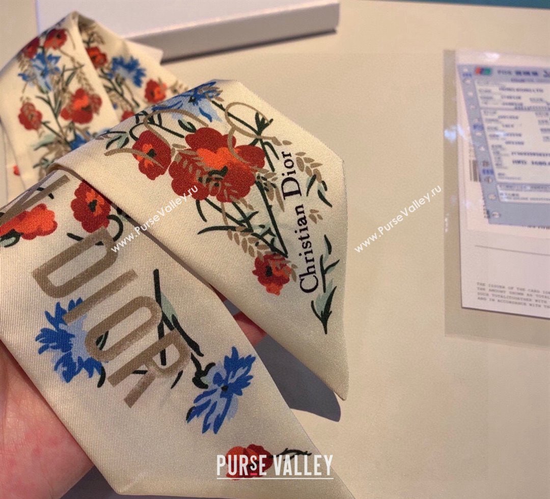 Dior Silk Bandeau Scarf White 2024 040801 (A-240408028)