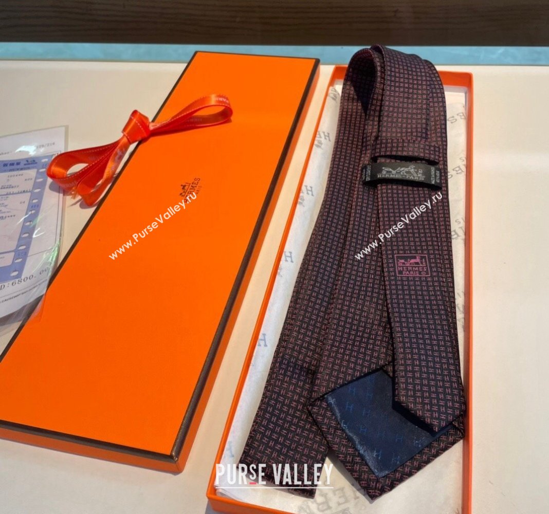 Hermes H Silk Tie Black 2024 040801 (A-240408048)