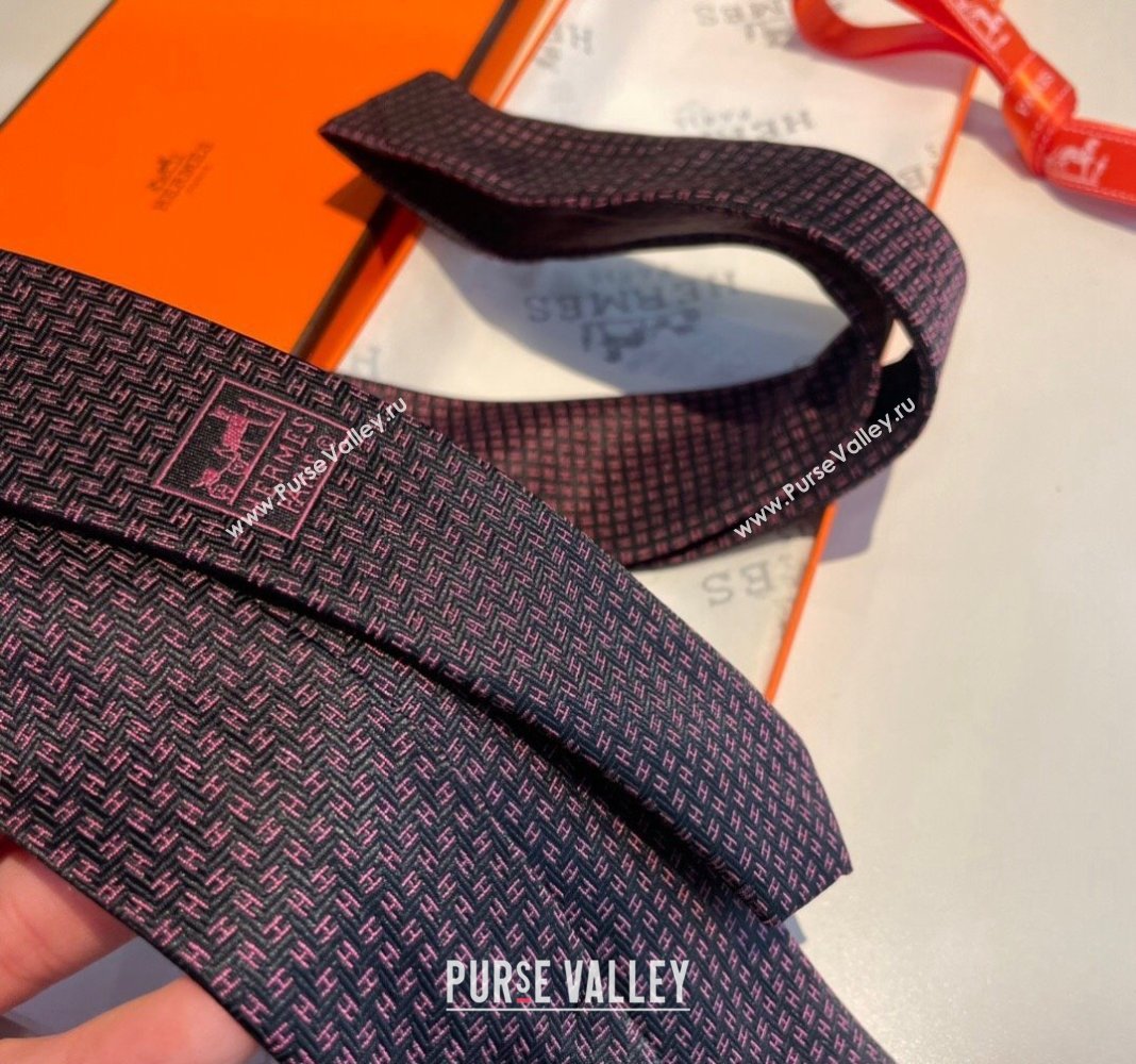 Hermes H Silk Tie Black 2024 040801 (A-240408048)