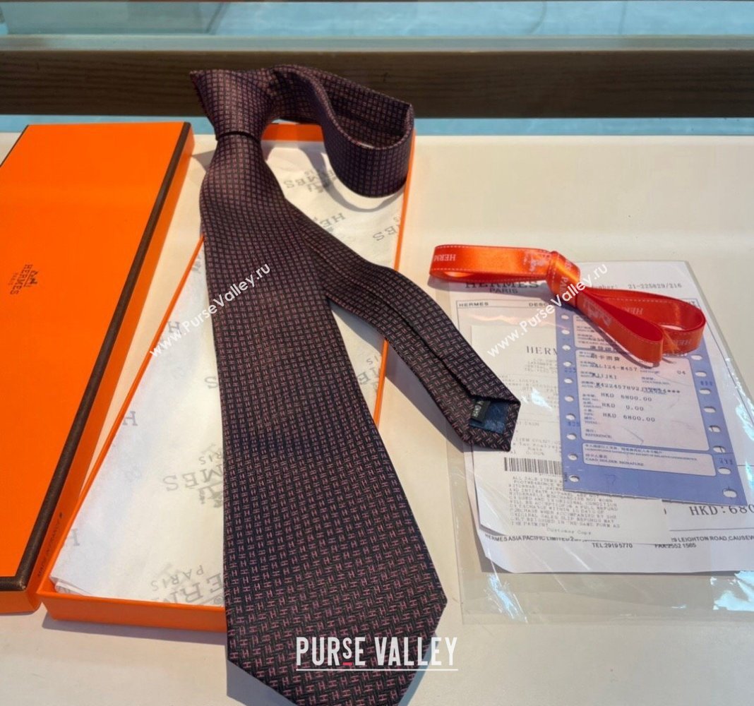 Hermes H Silk Tie Black 2024 040801 (A-240408048)