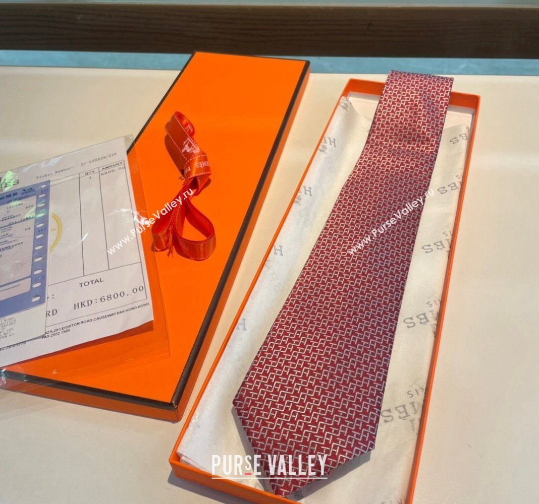 Hermes H Silk Tie Red 2024 040802 (A-240408049)