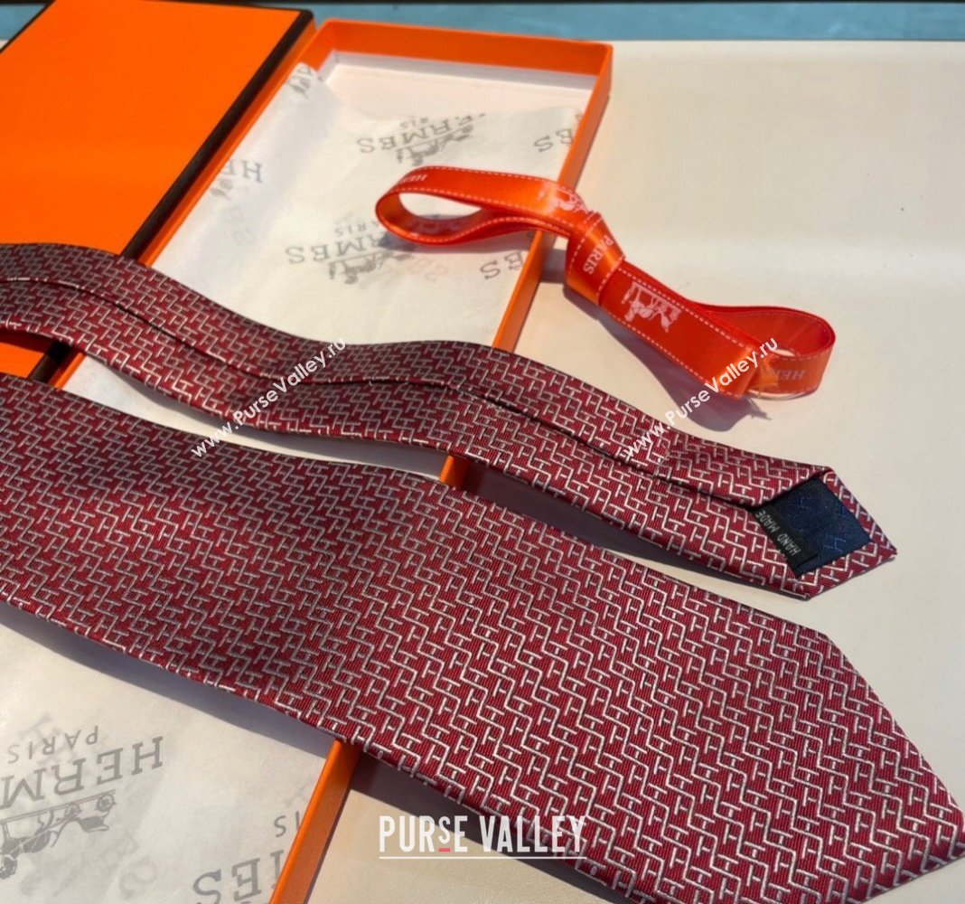 Hermes H Silk Tie Red 2024 040802 (A-240408049)