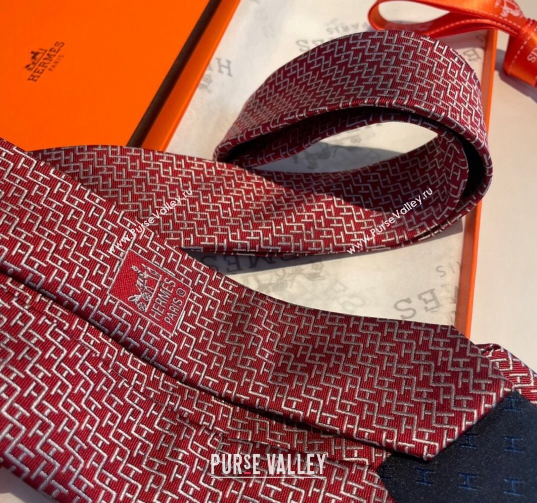 Hermes H Silk Tie Red 2024 040802 (A-240408049)