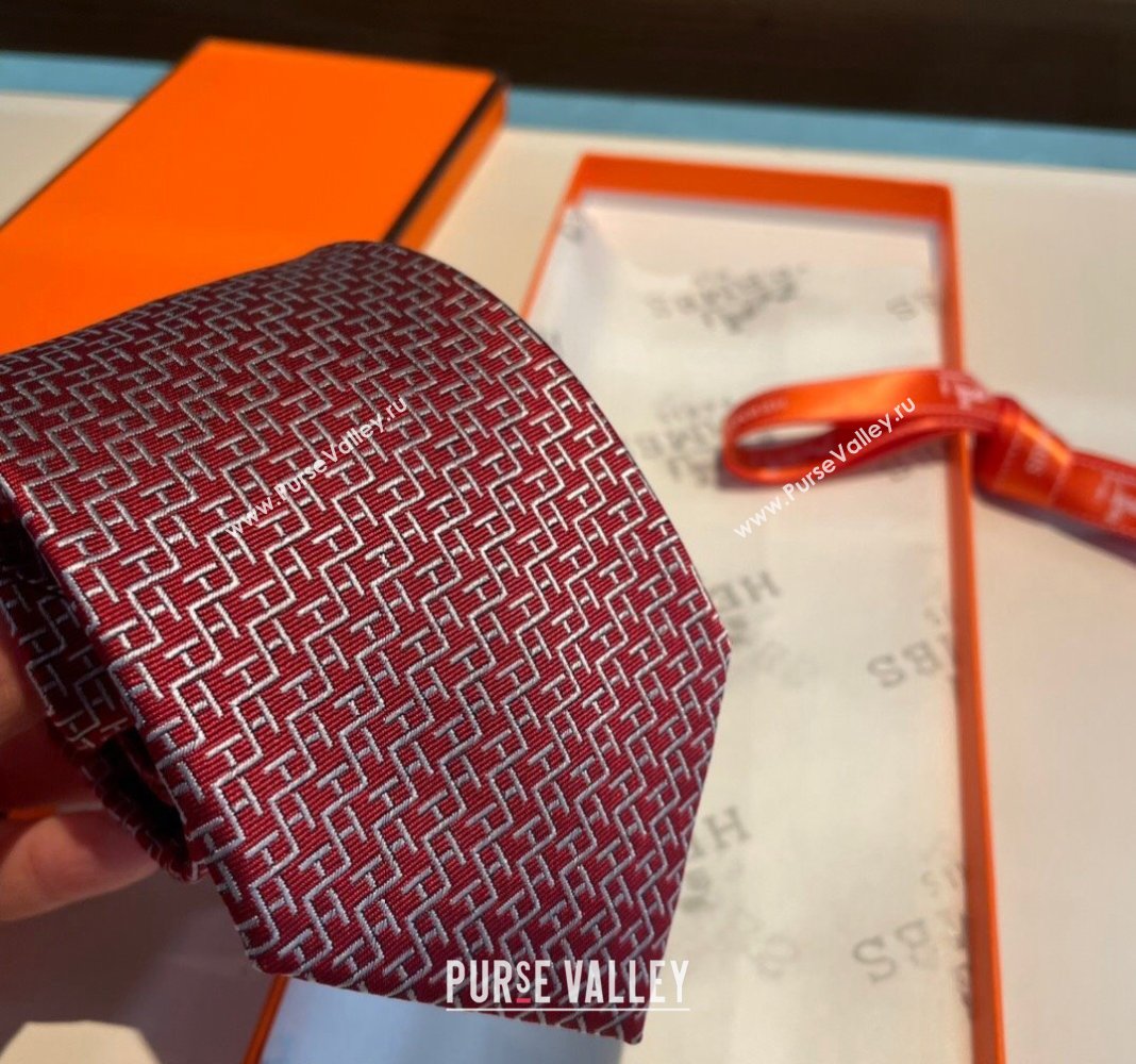 Hermes H Silk Tie Red 2024 040802 (A-240408049)