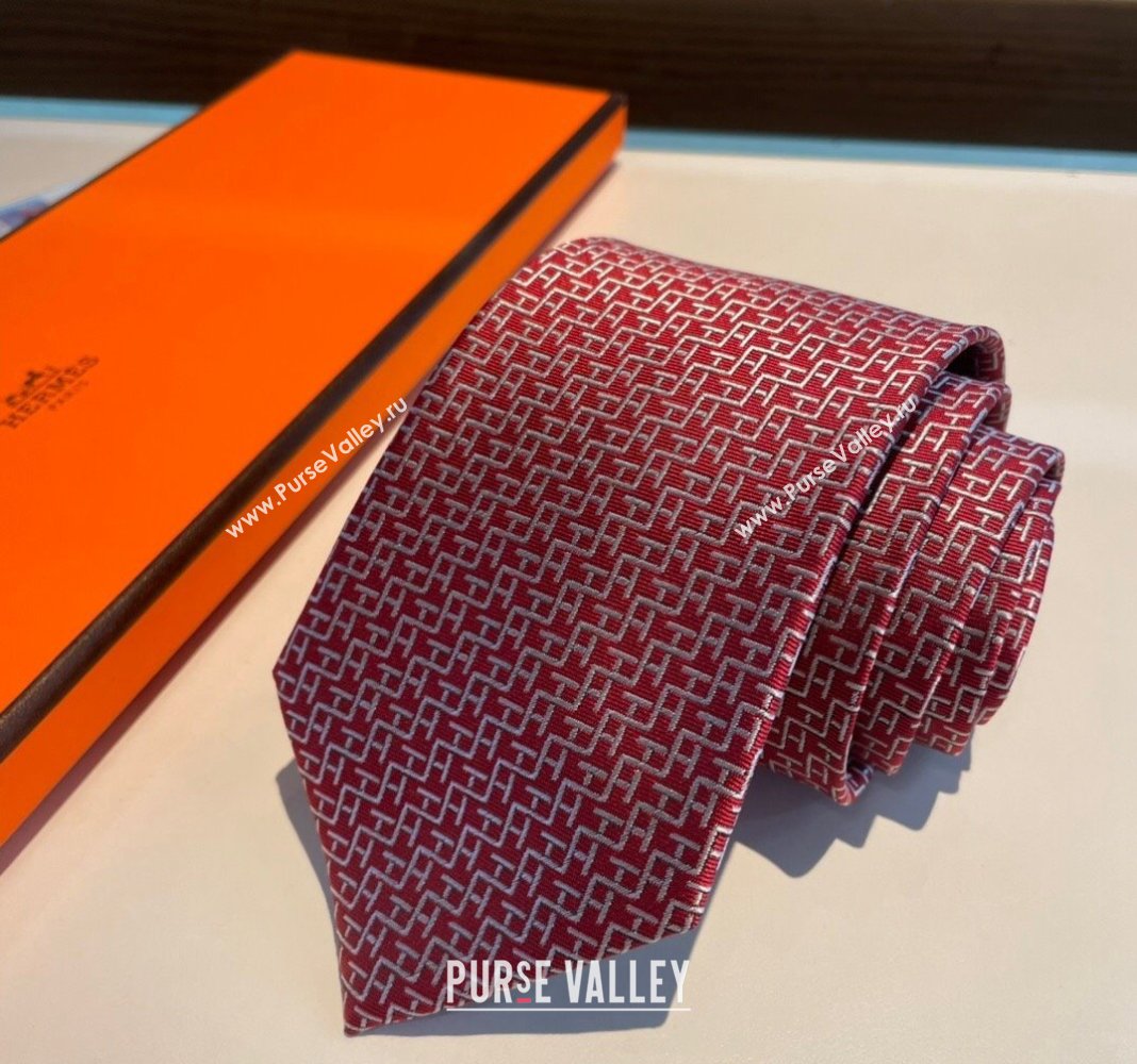 Hermes H Silk Tie Red 2024 040802 (A-240408049)