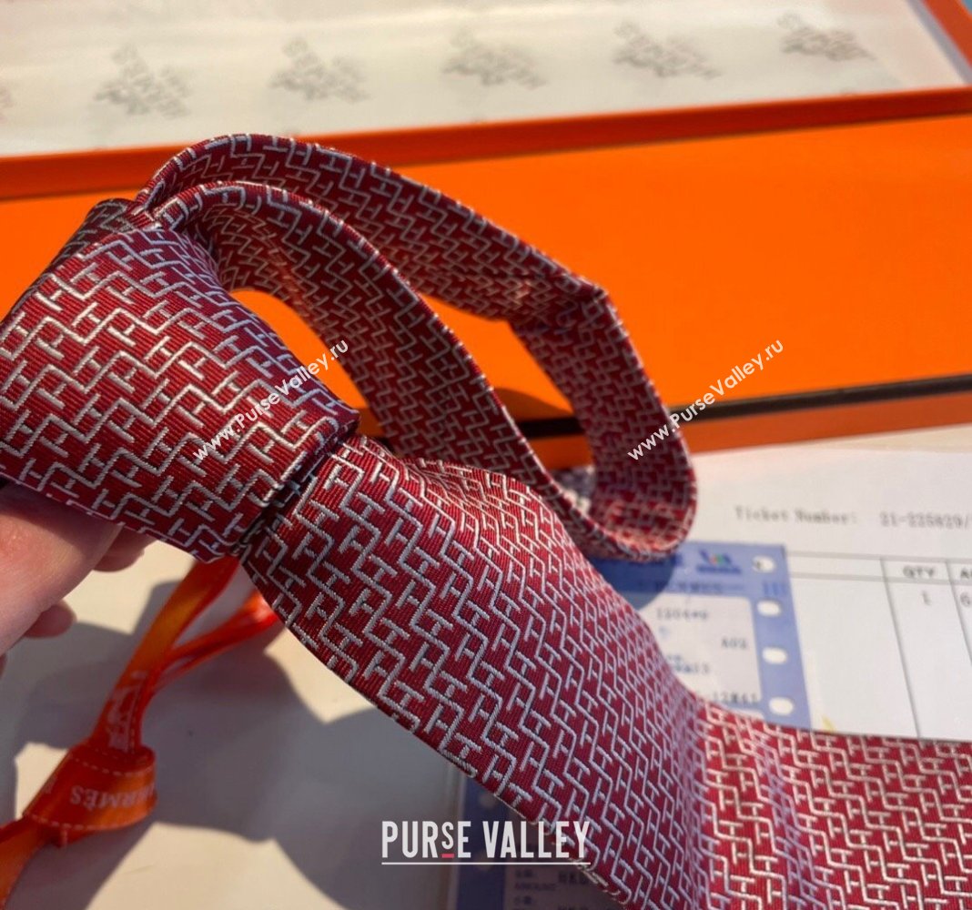 Hermes H Silk Tie Red 2024 040802 (A-240408049)