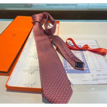Hermes H Silk Tie Red 2024 040802 (A-240408049)