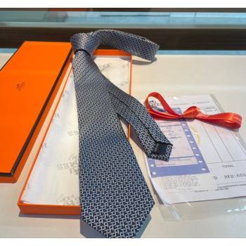 Hermes H Silk Tie Dark Blue 2024 040802 (A-240408050)