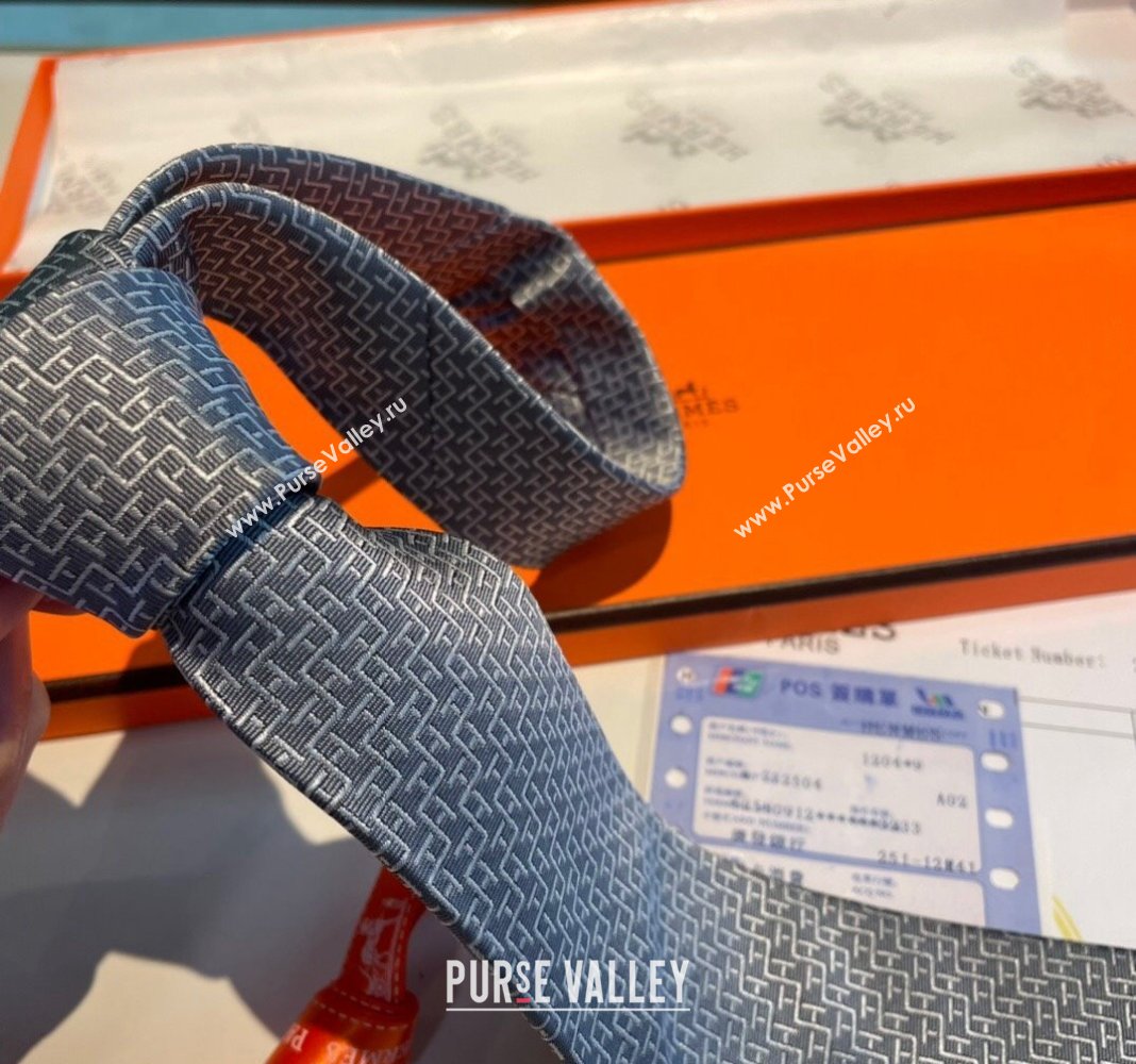 Hermes H Silk Tie Grey 2024 040802 (A-240408051)