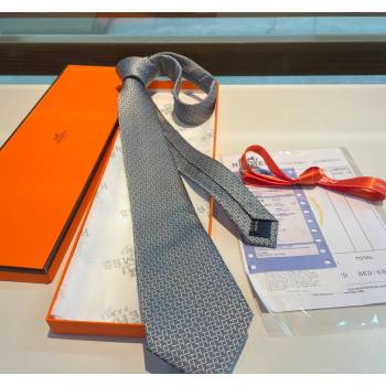 Hermes H Silk Tie Grey 2024 040802 (A-240408051)