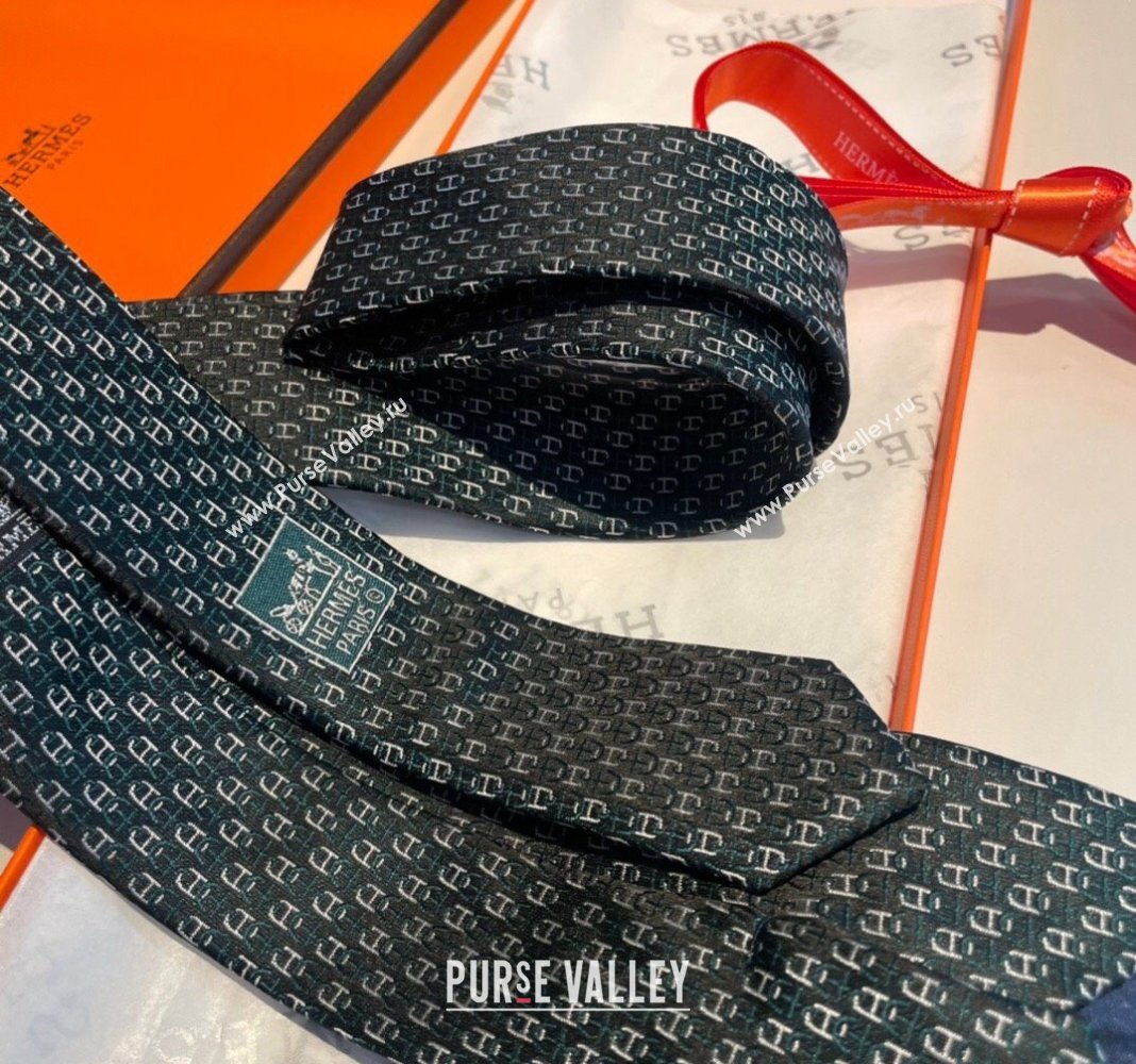 Hermes Chaine Silk Tie Green 2024 0408 (A-240408053)