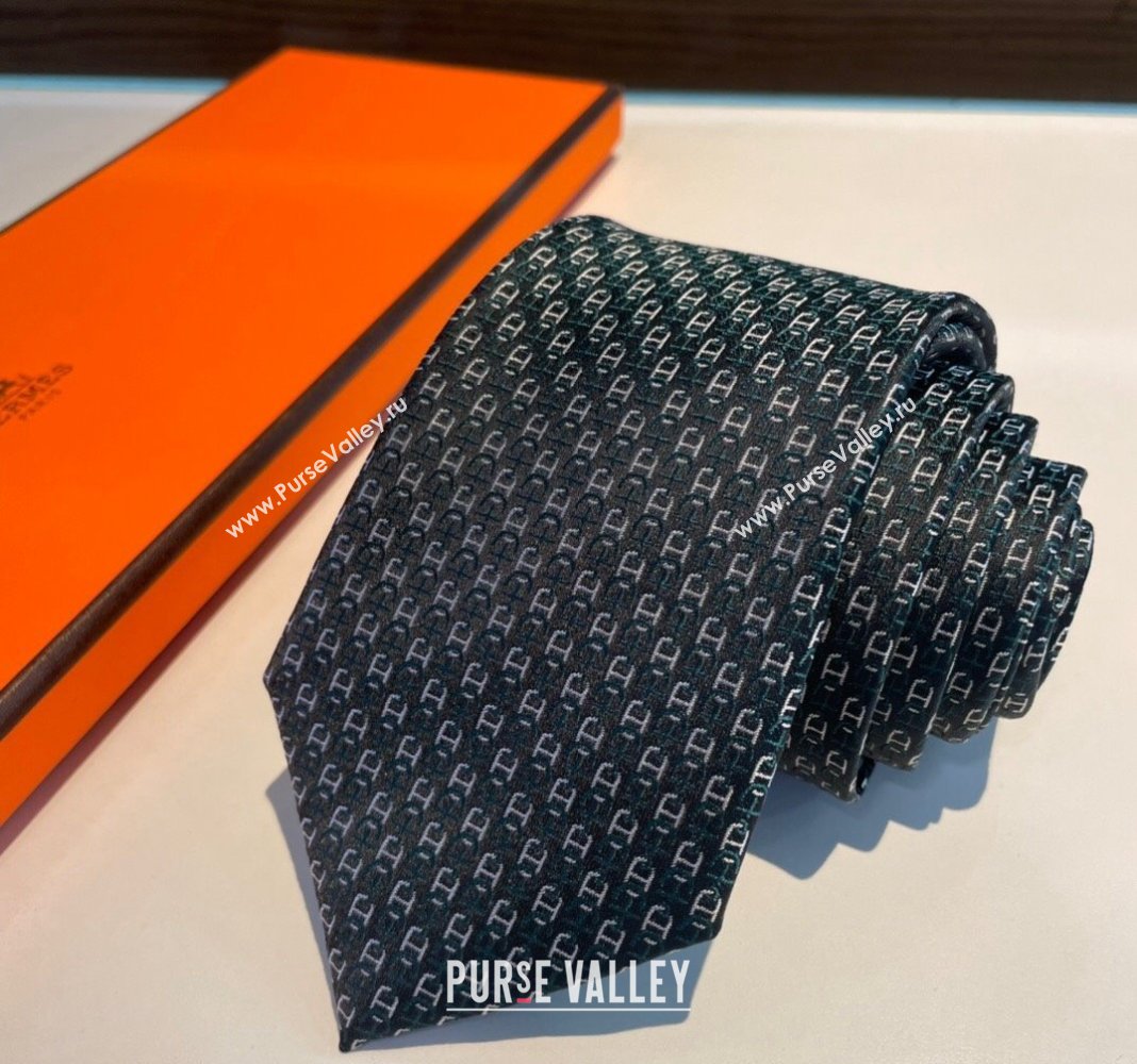 Hermes Chaine Silk Tie Green 2024 0408 (A-240408053)