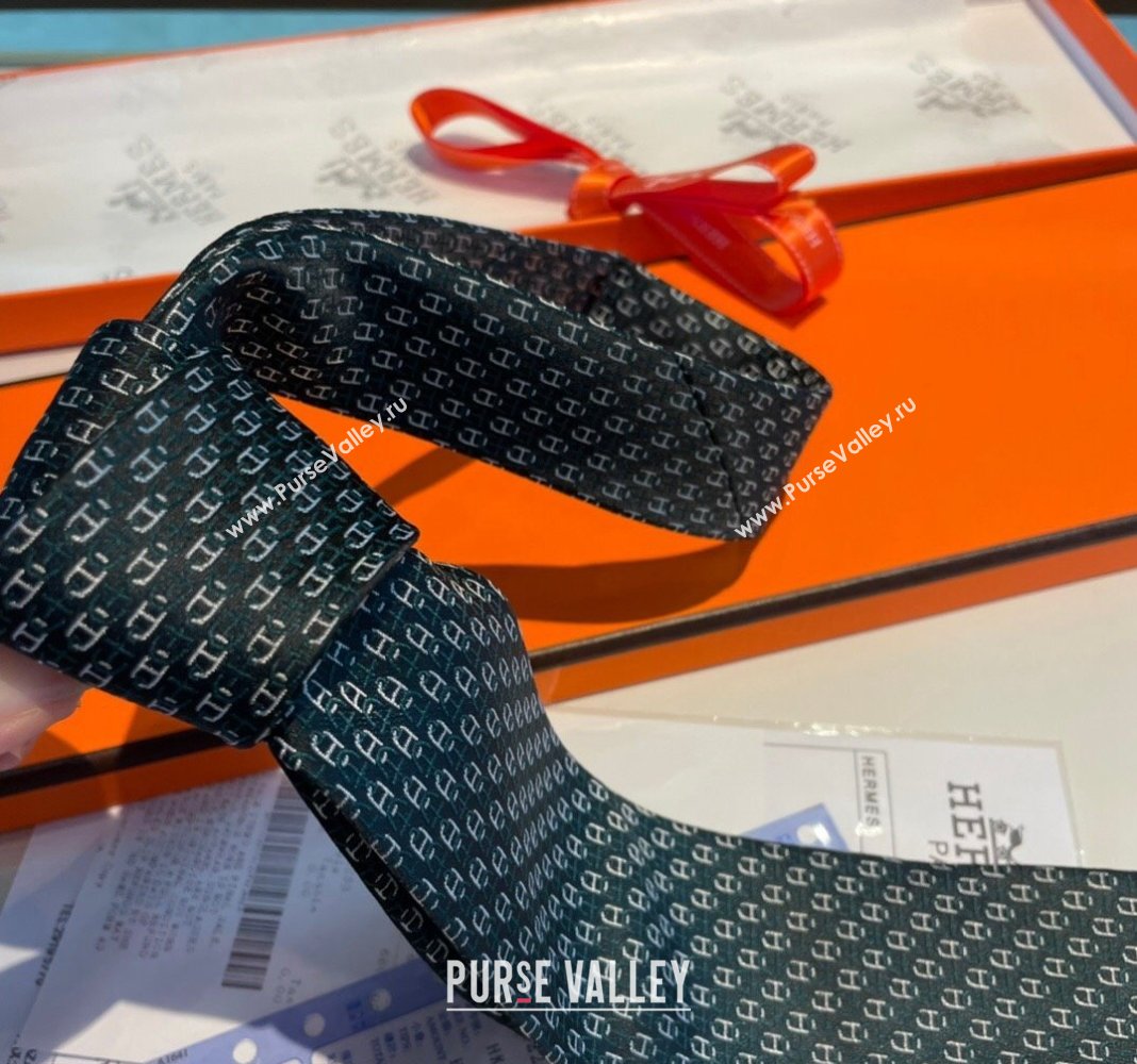 Hermes Chaine Silk Tie Green 2024 0408 (A-240408053)