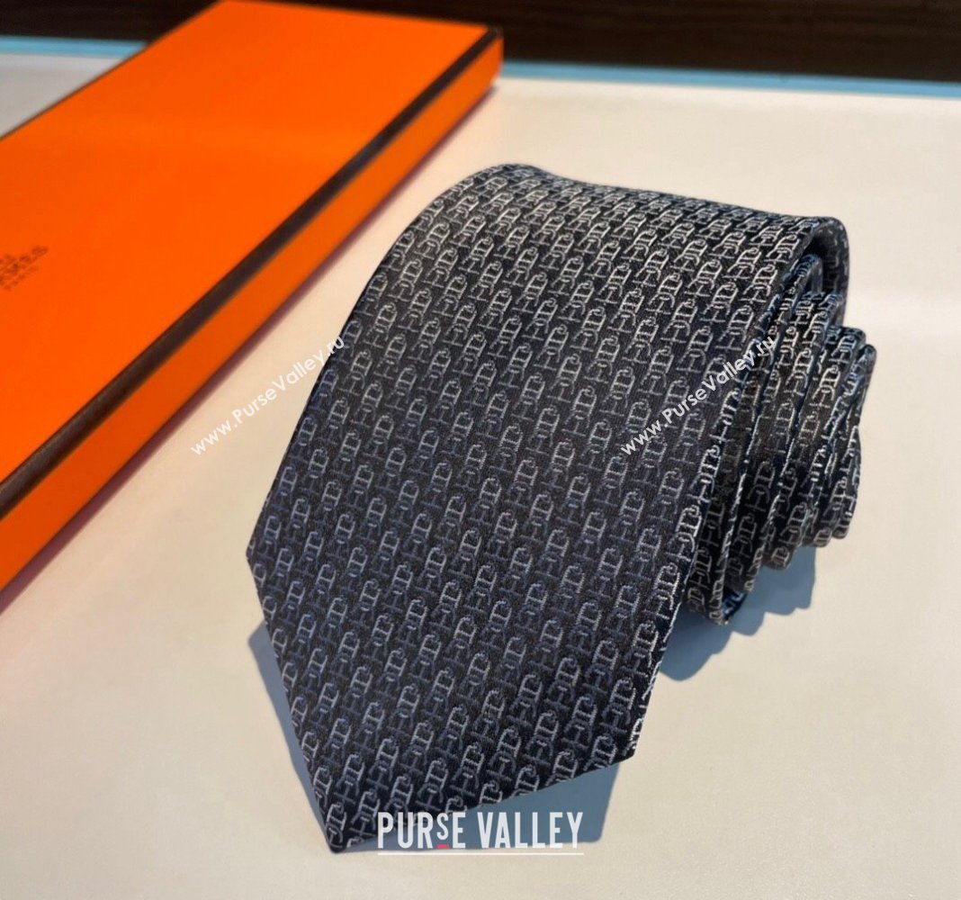 Hermes Chaine Silk Tie Grey 2024 0408 (A-240408055)