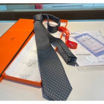 Hermes Chaine Silk Tie Grey 2024 0408 (A-240408055)