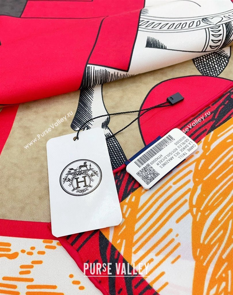 Hermes Cavalier en Formes Sqaure Scarf 90x90cm Orange 2024 (A-240407006)