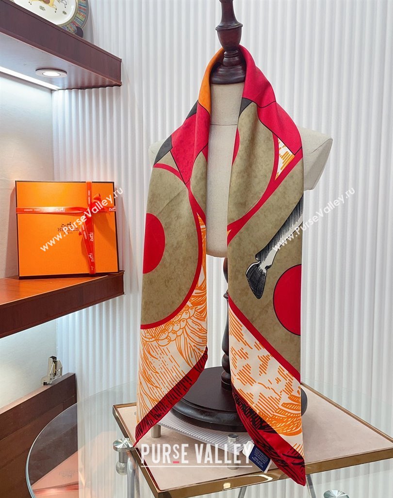 Hermes Cavalier en Formes Sqaure Scarf 90x90cm Orange 2024 (A-240407006)