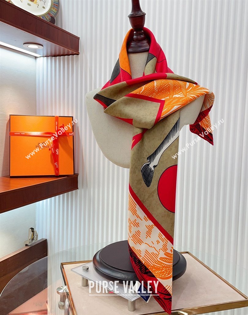 Hermes Cavalier en Formes Sqaure Scarf 90x90cm Orange 2024 (A-240407006)