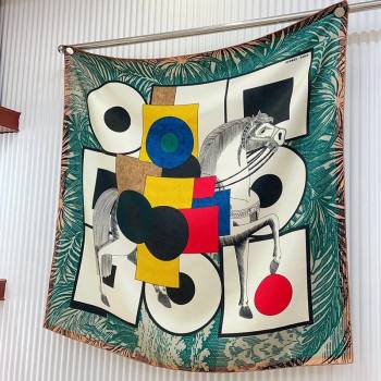 Hermes Cavalier en Formes Sqaure Scarf 90x90cm Green 2024 (A-240407007)