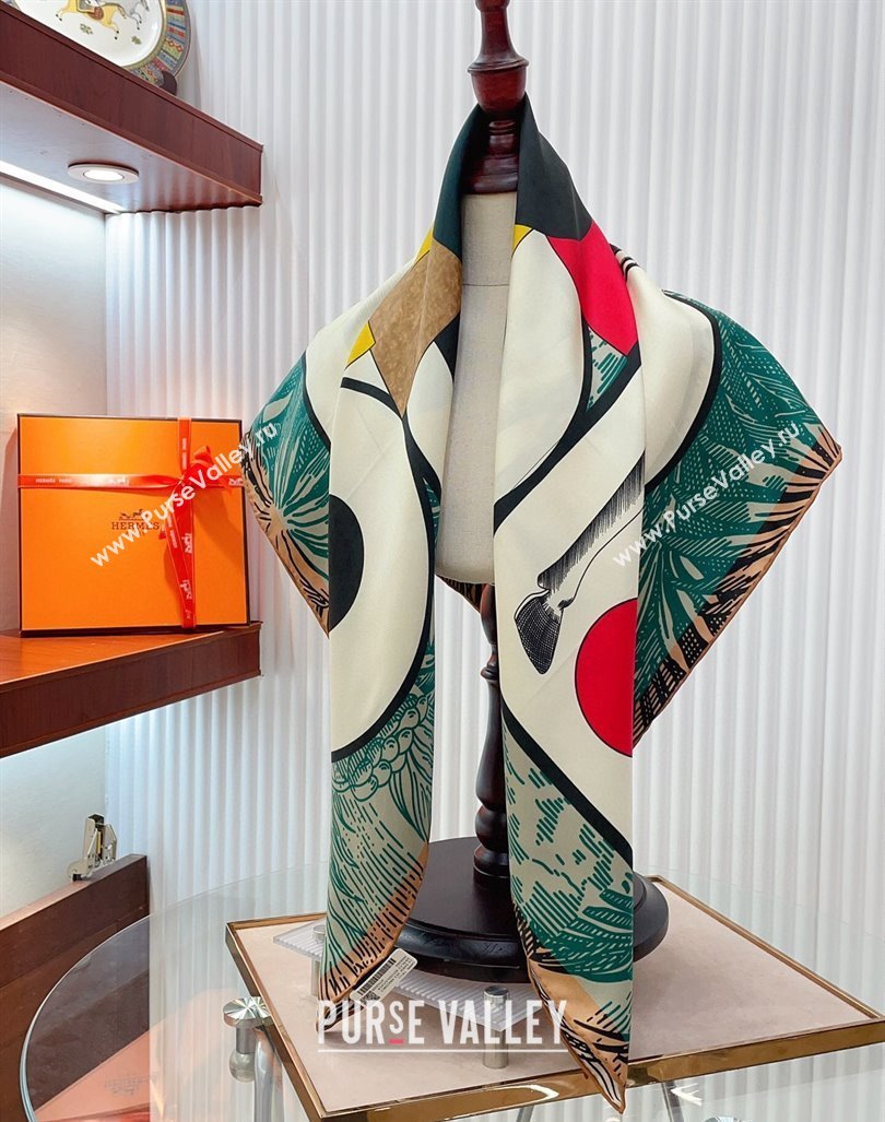 Hermes Cavalier en Formes Sqaure Scarf 90x90cm Green 2024 (A-240407007)