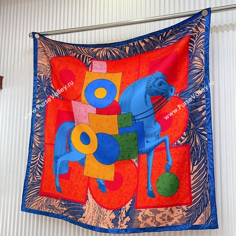 Hermes Cavalier en Formes Sqaure Scarf 90x90cm Blue 2024 (A-240407008)