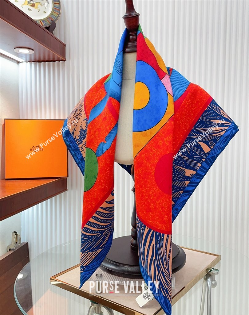 Hermes Cavalier en Formes Sqaure Scarf 90x90cm Blue 2024 (A-240407008)