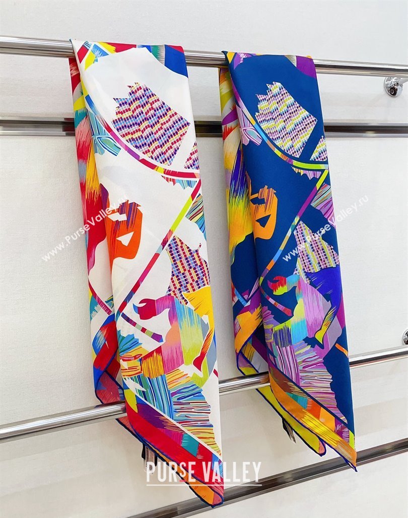 Hermes Wow Marble Sqaure Scarf 90x90cm White 2024 (A-240407009)