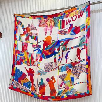 Hermes Wow Marble Sqaure Scarf 90x90cm White 2024 (A-240407009)