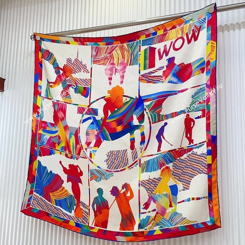 Hermes Wow Marble Sqaure Scarf 90x90cm White 2024 (A-240407009)