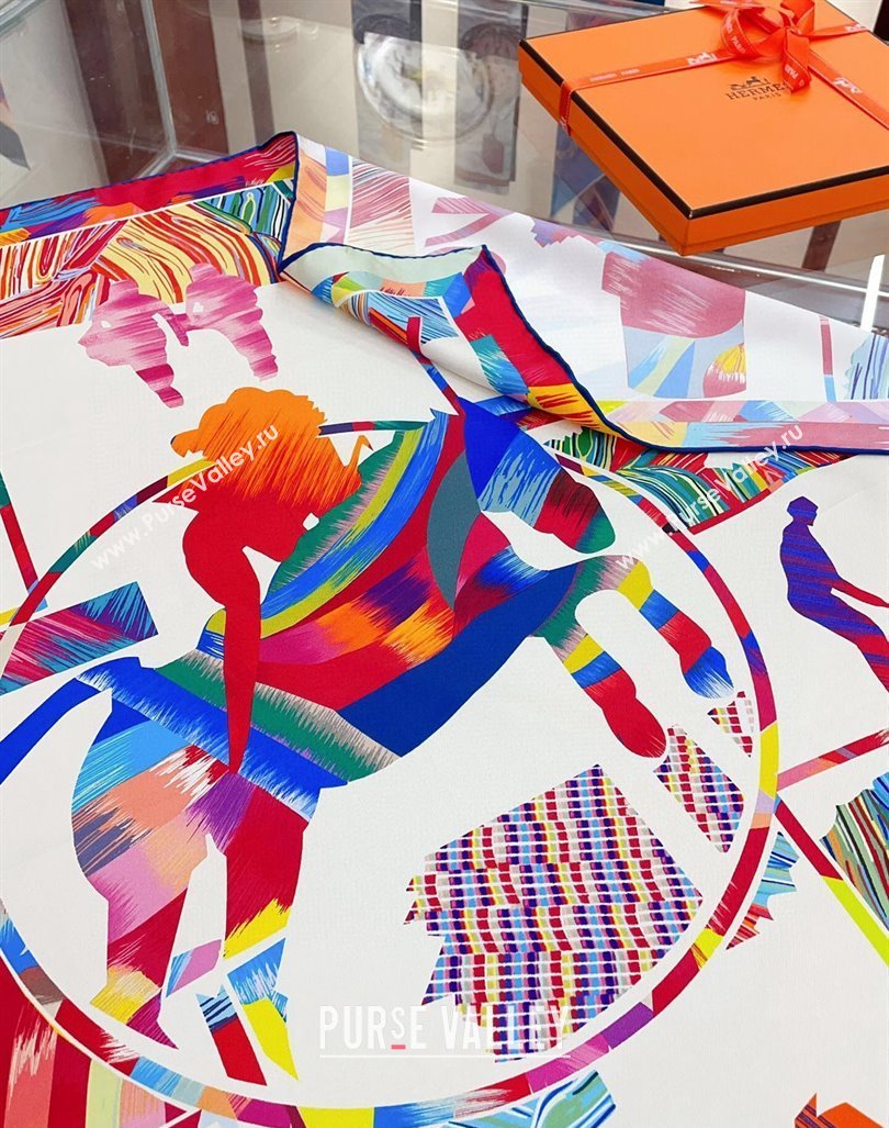 Hermes Wow Marble Sqaure Scarf 90x90cm White 2024 (A-240407009)