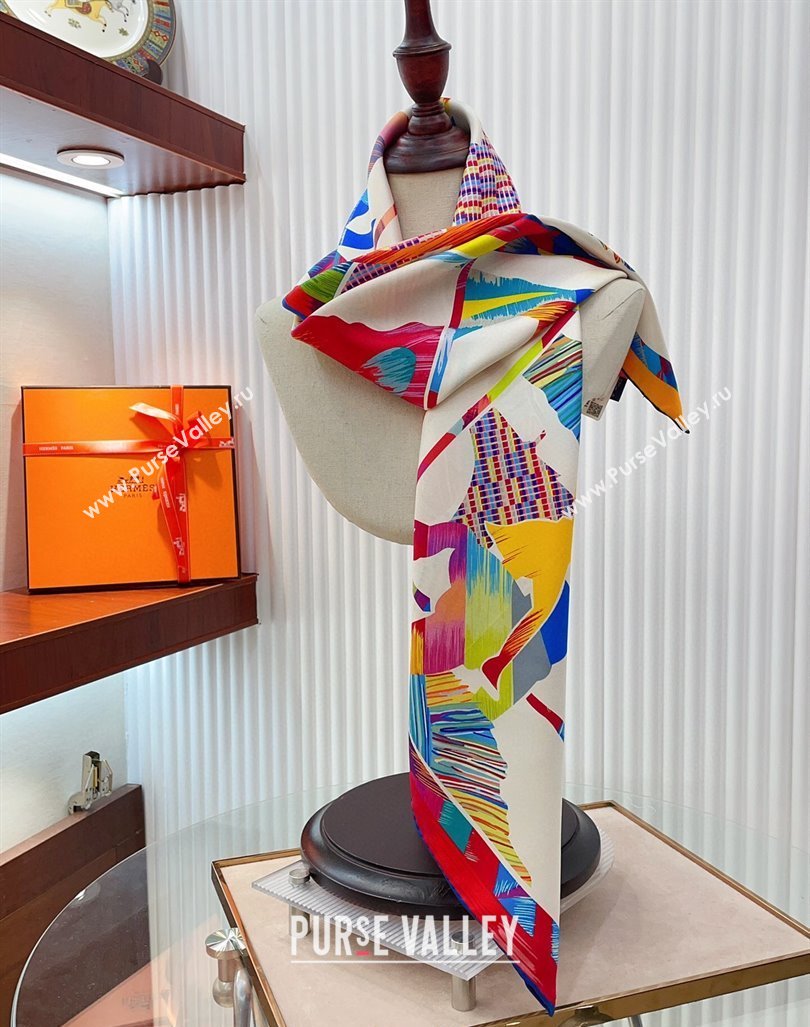 Hermes Wow Marble Sqaure Scarf 90x90cm White 2024 (A-240407009)