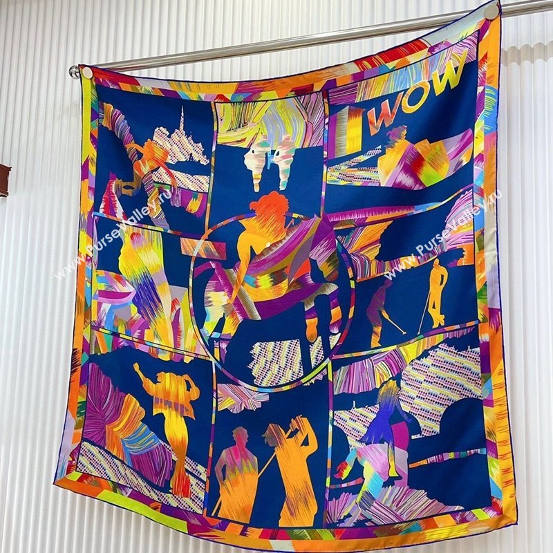 Hermes Wow Marble Sqaure Scarf 90x90cm Blue 2024 (A-240407010)