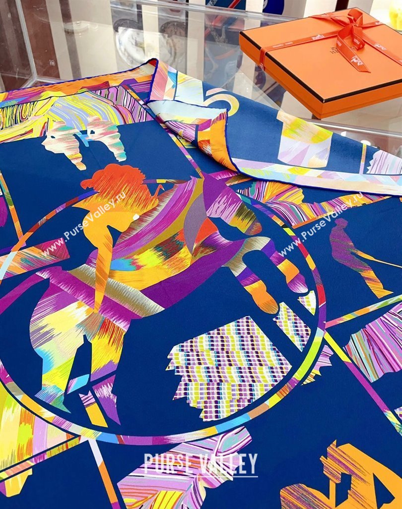 Hermes Wow Marble Sqaure Scarf 90x90cm Blue 2024 (A-240407010)