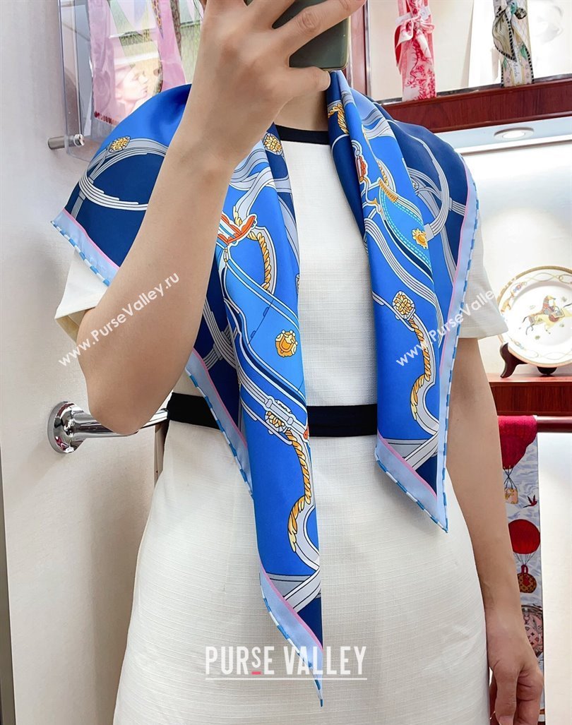 Hermes Springs Remix Sqaure Scarf 90x90cm Blue 2024 (A-240407015)