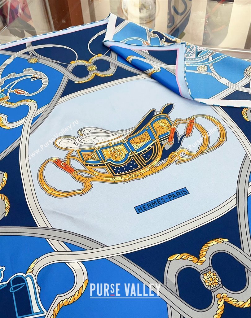 Hermes Springs Remix Sqaure Scarf 90x90cm Blue 2024 (A-240407015)