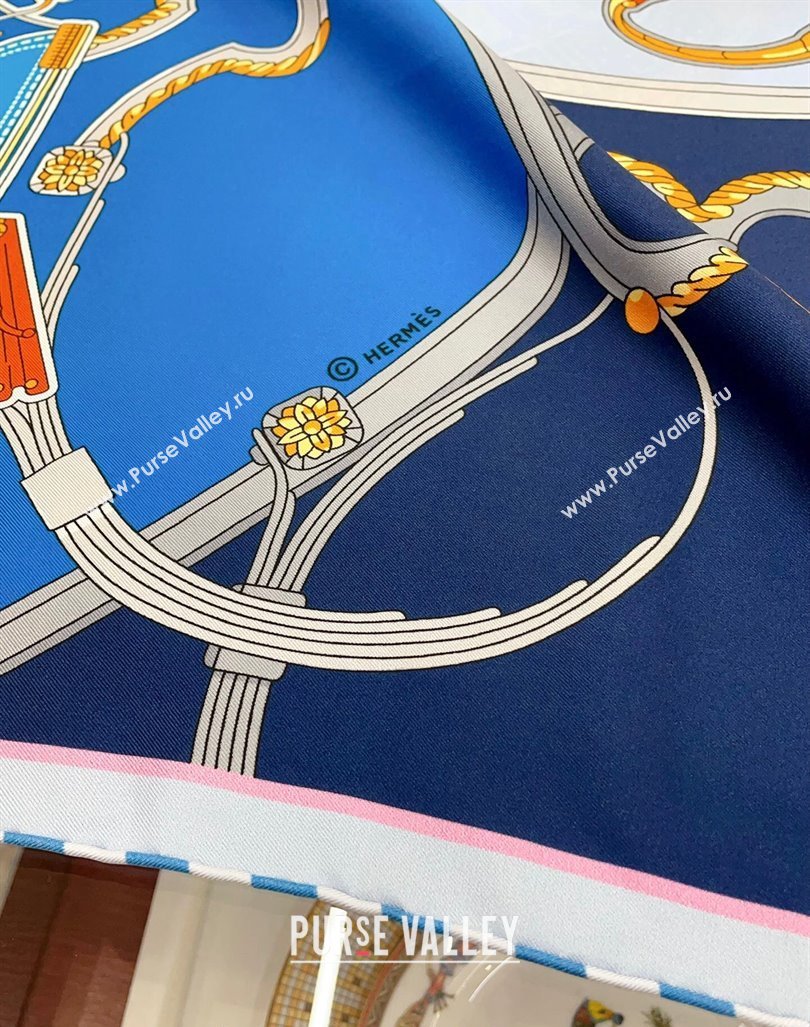 Hermes Springs Remix Sqaure Scarf 90x90cm Blue 2024 (A-240407015)