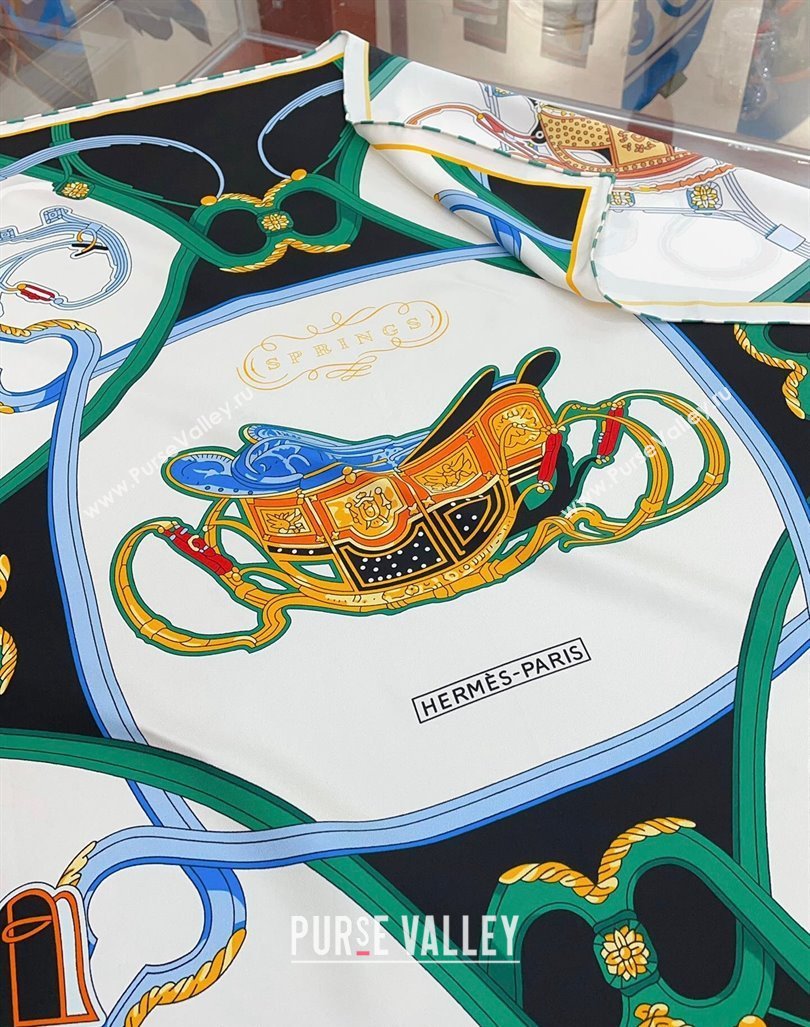 Hermes Springs Remix Sqaure Scarf 90x90cm Green 2024 (A-240407016)