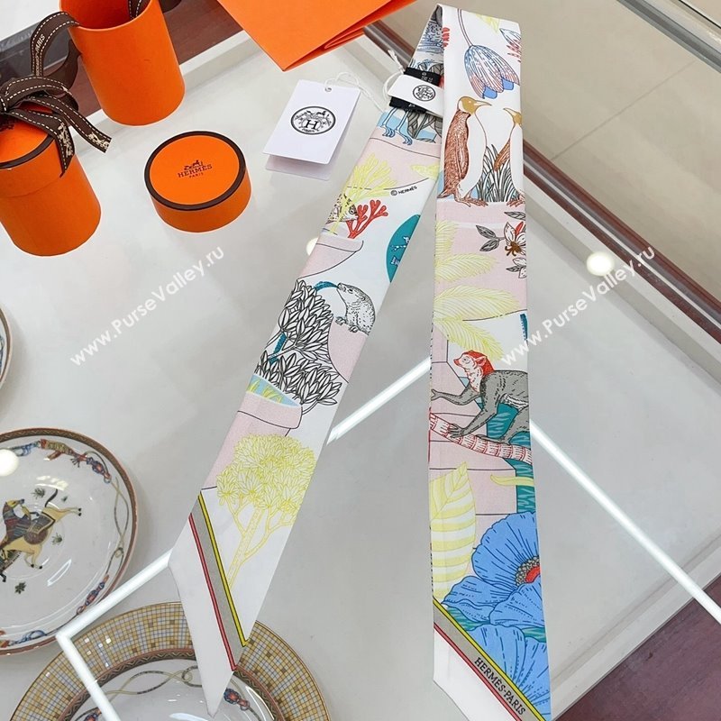 Hermes Silk Bandeau Scarf 5x86cm White 2024 040702 (A-240407046)