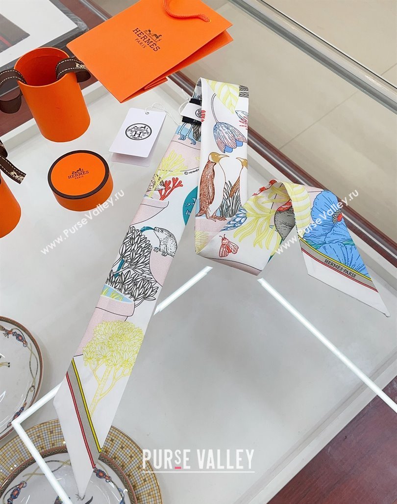 Hermes Silk Bandeau Scarf 5x86cm White 2024 040702 (A-240407046)