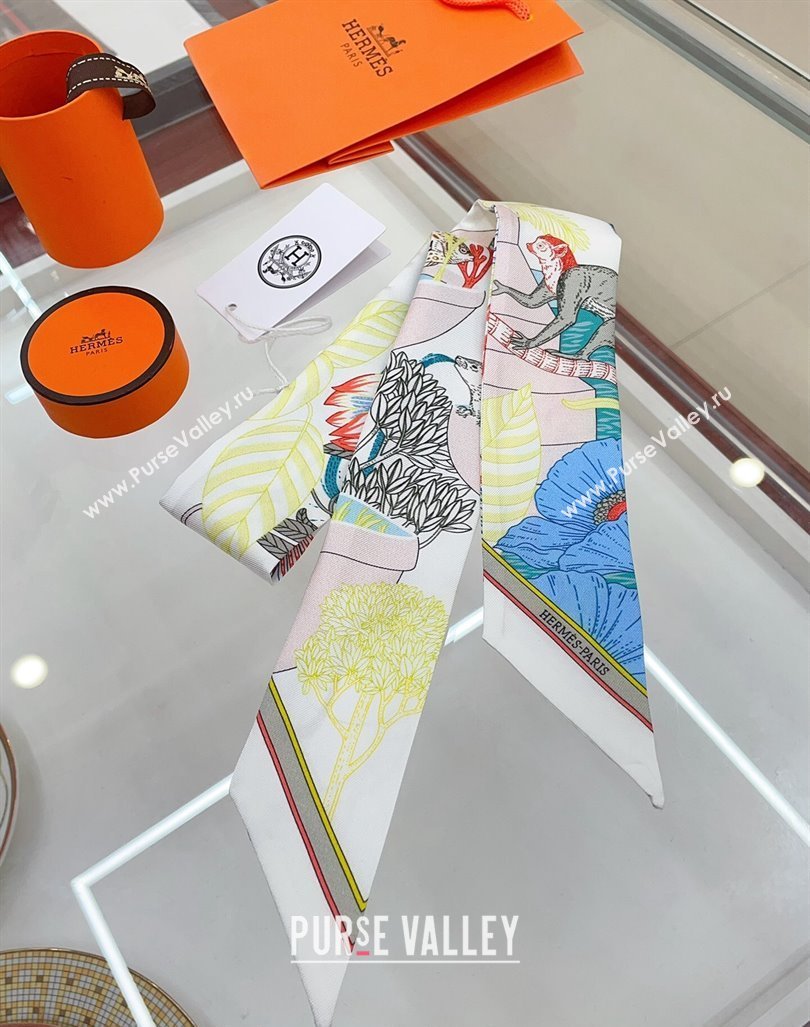 Hermes Silk Bandeau Scarf 5x86cm White 2024 040702 (A-240407046)