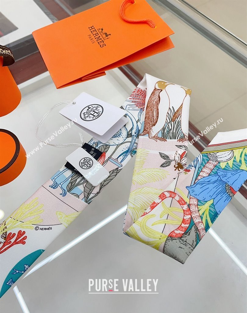 Hermes Silk Bandeau Scarf 5x86cm White 2024 040702 (A-240407046)