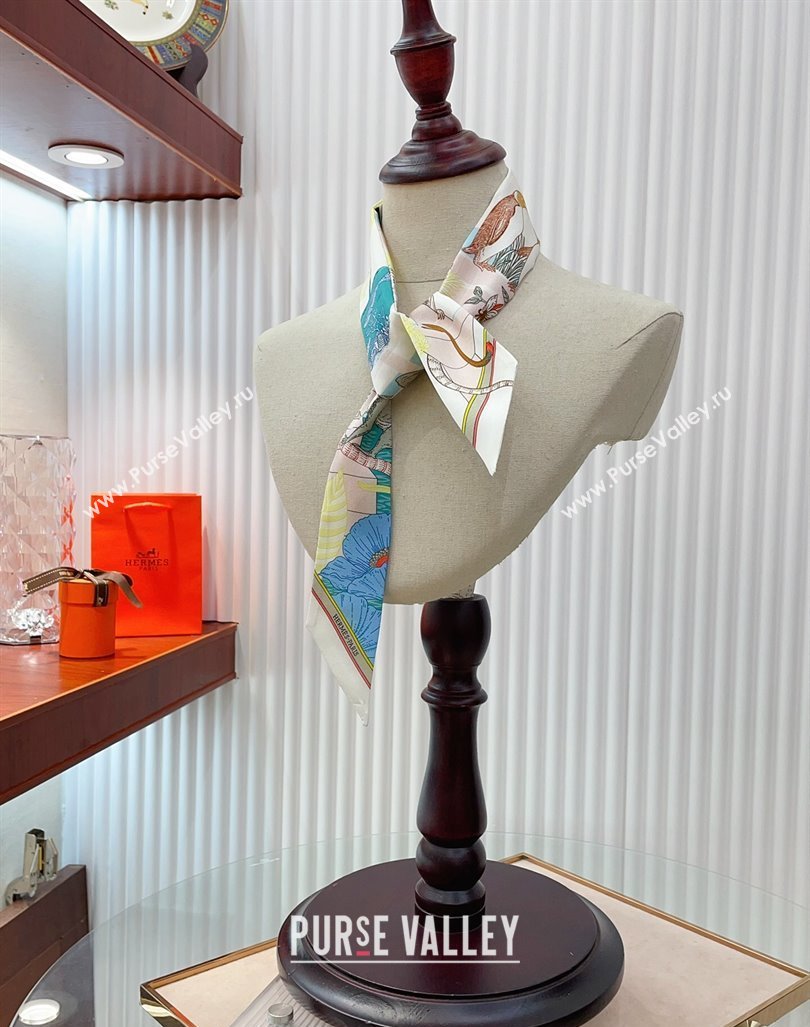 Hermes Silk Bandeau Scarf 5x86cm White 2024 040702 (A-240407046)