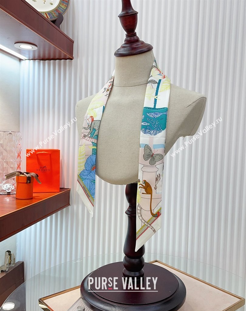 Hermes Silk Bandeau Scarf 5x86cm White 2024 040702 (A-240407046)