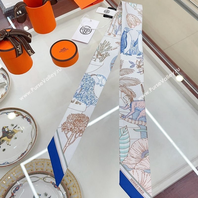 Hermes Silk Bandeau Scarf 5x86cm Royal Blue 2024 040702 (A-240407047)