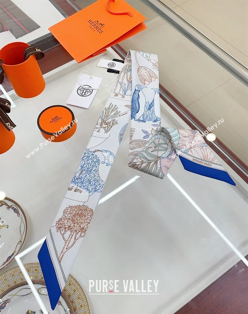 Hermes Silk Bandeau Scarf 5x86cm Royal Blue 2024 040702 (A-240407047)