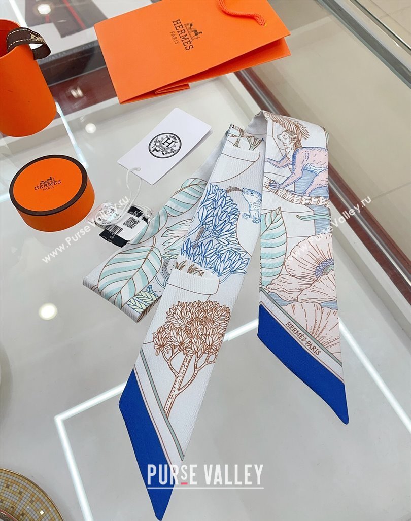 Hermes Silk Bandeau Scarf 5x86cm Royal Blue 2024 040702 (A-240407047)