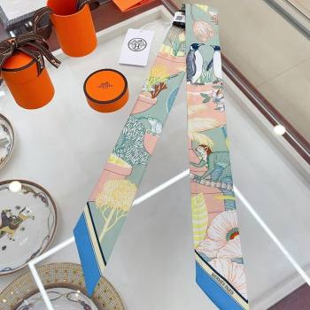 Hermes Silk Bandeau Scarf 5x86cm Light Blue 2024 040702 (A-240407048)