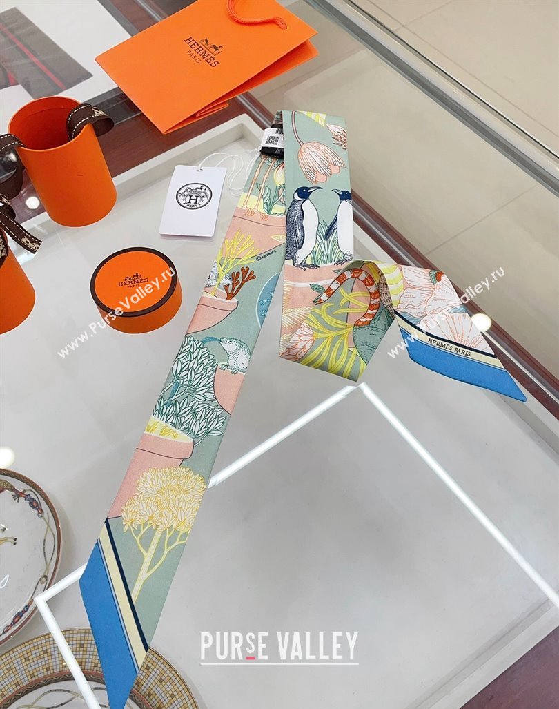 Hermes Silk Bandeau Scarf 5x86cm Light Blue 2024 040702 (A-240407048)